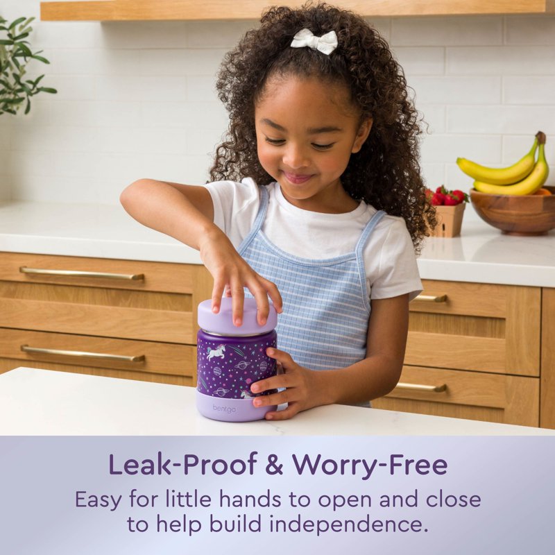 Stainless Steel Kids Food Jar - 11 fl oz Leak-Proof Container - Unicorn