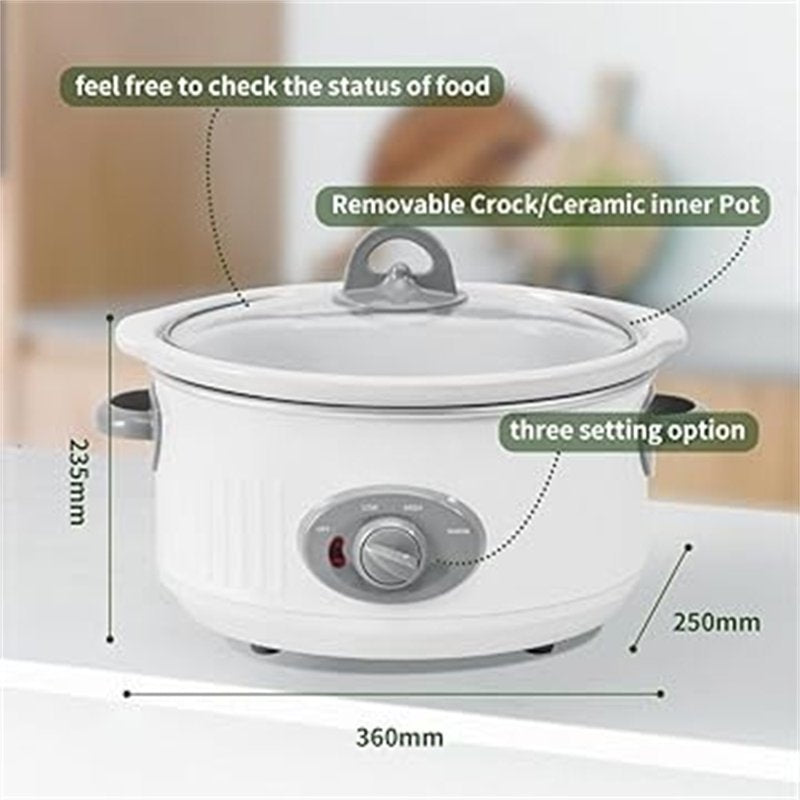 3.5 Quart Slow Cooker - Compact Electric Stew Pot with Transparent Lid