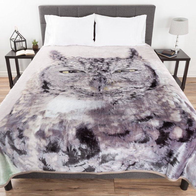 Owl Pattern Heavy Fleece Blanket with Weighted Feel - Plush Faux Mink Soft Blanket for Couch and Bed - Variation: Owl
