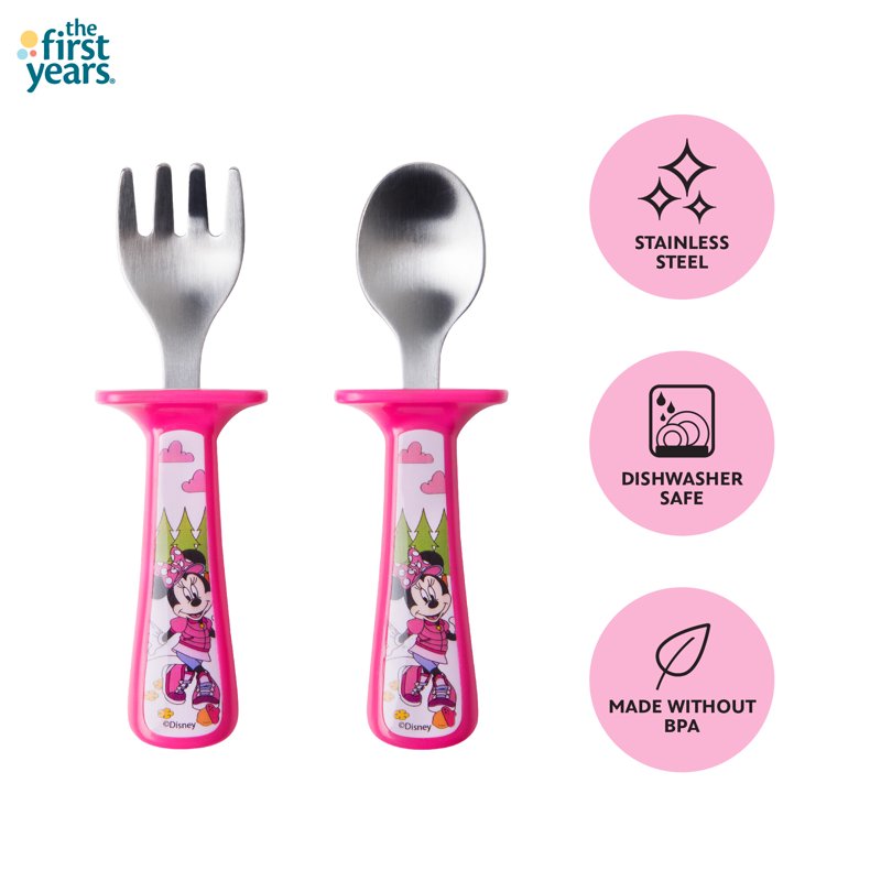 Minnie Mouse Toddler Utensils Set - Fork & Spoon, 2 Pack