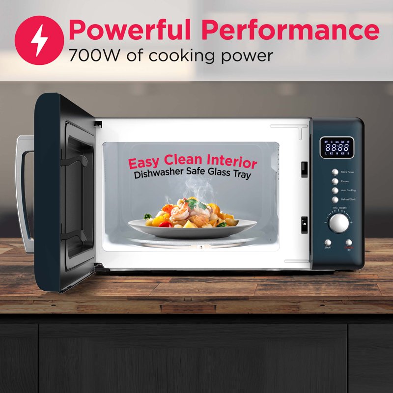 Retro Countertop Microwave Oven - 0.7 Cu. ft., 700 Watts, Azure
