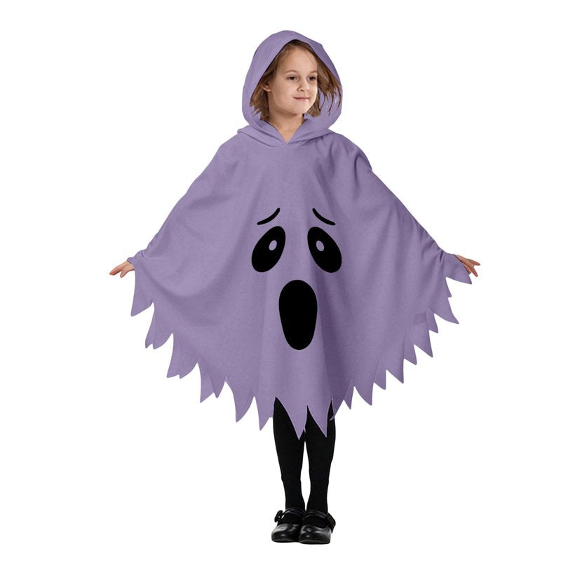 Kids Ghostface Costume Cape for Halloween - Unisex Hooded Dress-Up, 4-6 Years, Purple