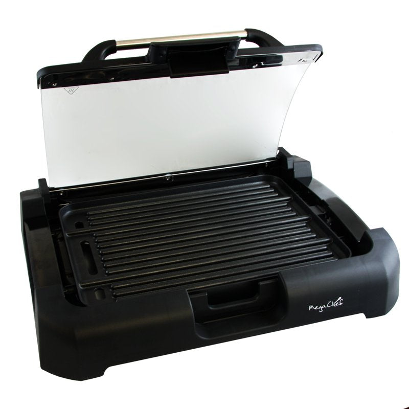Reversible Indoor Grill and Griddle with Non-Stick Surface & Glass Lid