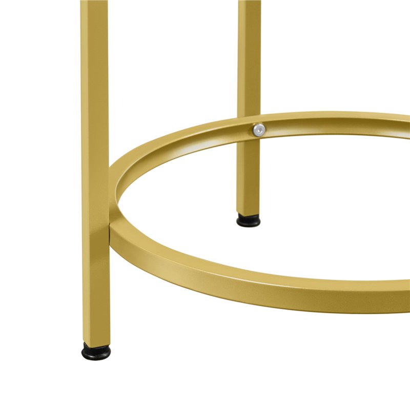 Round Metal End Table with Glass Top - Modern Accent Table