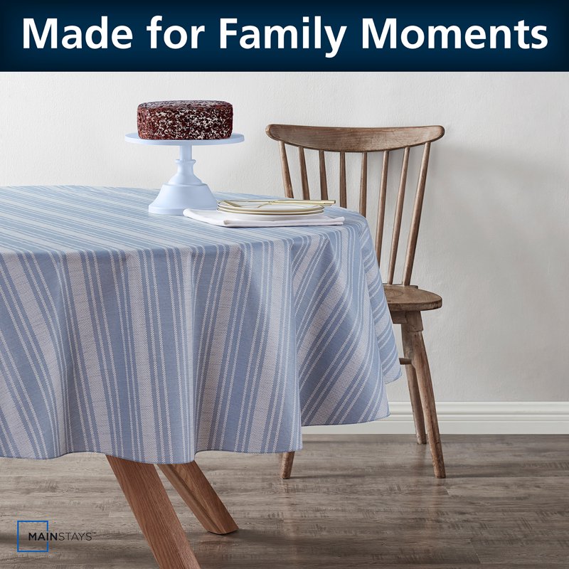 PEVA Indoor & Outdoor Tablecloth 70" Round - Saville Blue Stripe