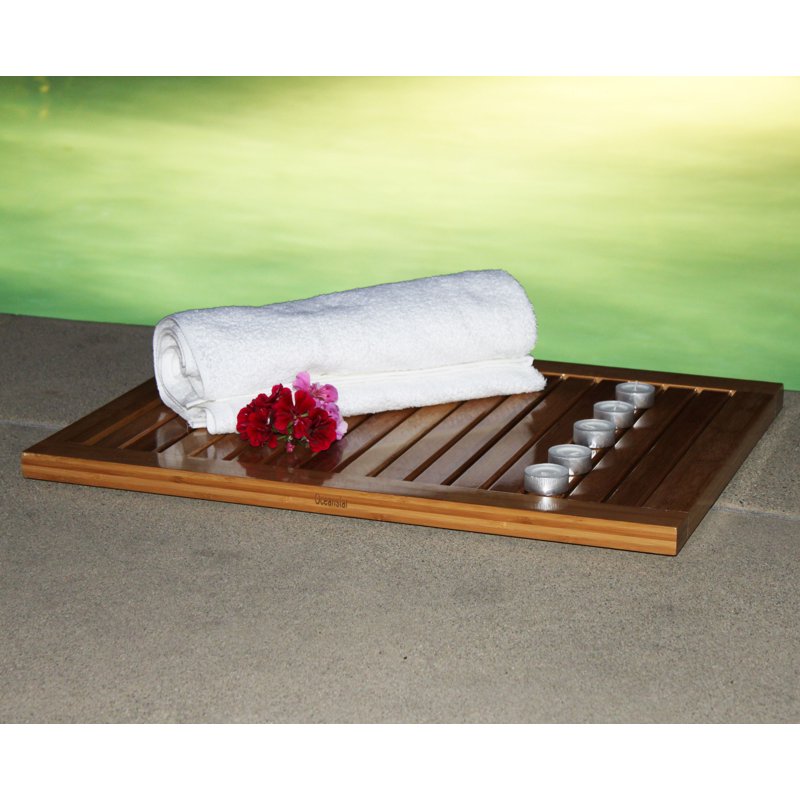 Oceanstar Bamboo Shower and Floor Mat 23.75 x 17.75 Inches Eco-Friendly