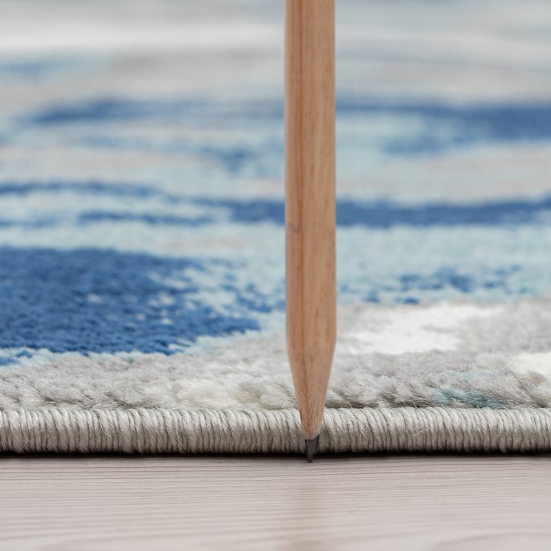 Blue Contemporary Abstract Area Rug 7'11'' x 10'3'' for Living Room & Bedroom