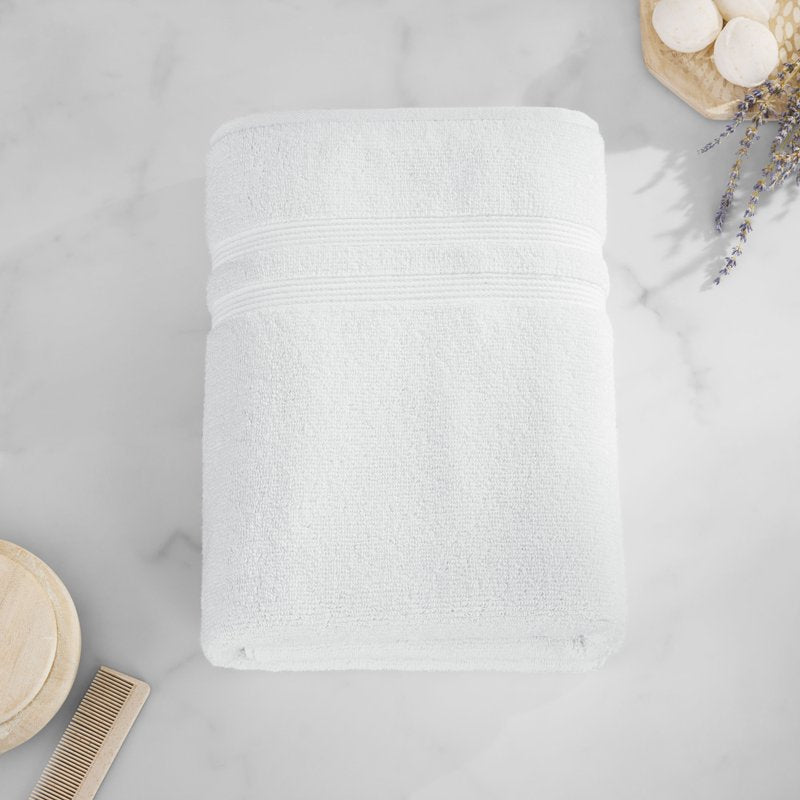 White Cotton Bath Towel - Quick Dry, Fade Resistant, 54x30 Inches, Mainstays