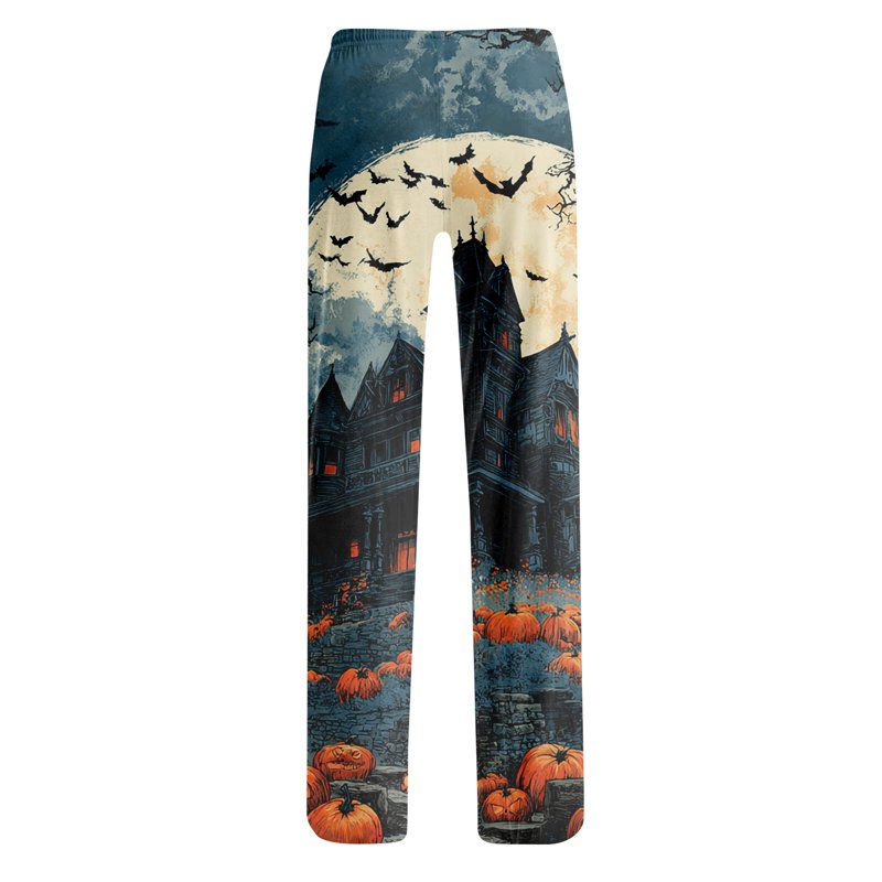 Gray Ultra-Soft Halloween Pajama Pants Women Loungewear Drawstring Trousers M