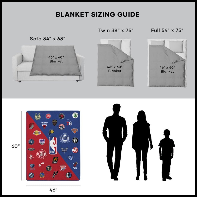 NBA Official Logo Silk Touch Throw Blanket 46x60 - Sports Fan Gift