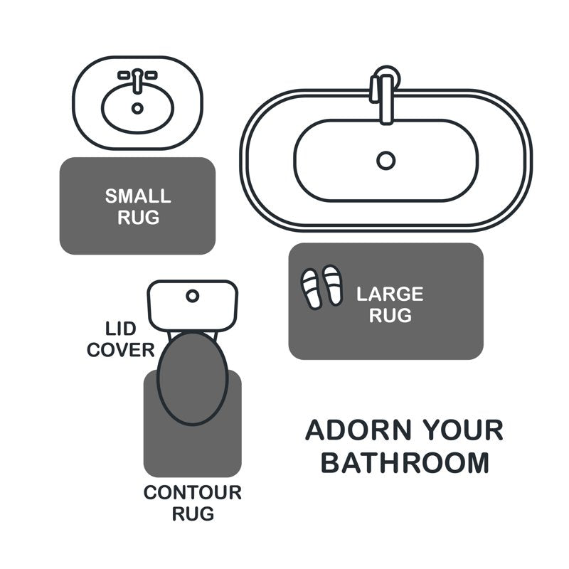 Bath Rug 20 x 32 Inches - Non-Slip Polyester Bathroom Mat - Black - Variation of THIS listing