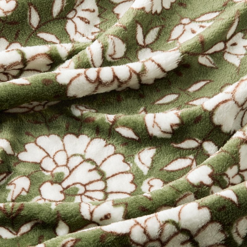Mainstays Velvet Plush Bed Blanket Full/Queen Size - Green Floral