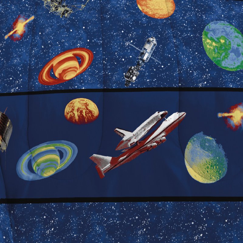 Kids Space Comforter Set with Star and Planet Print - Full Size, 8 Pieces