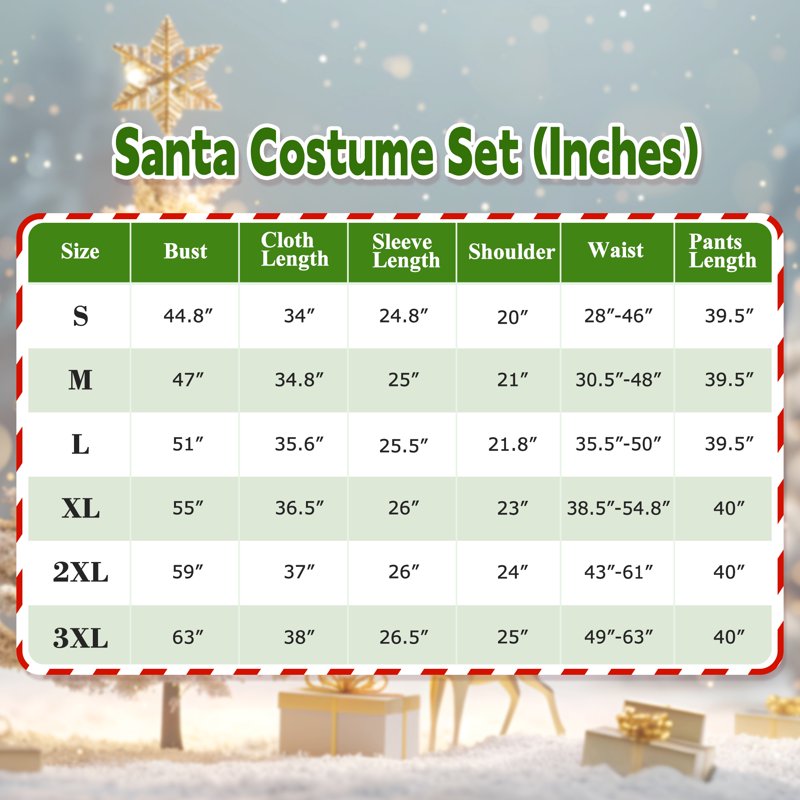 Adult Santa Claus Costume Set - Deluxe 11-Piece Christmas Suit for Men - Variation M