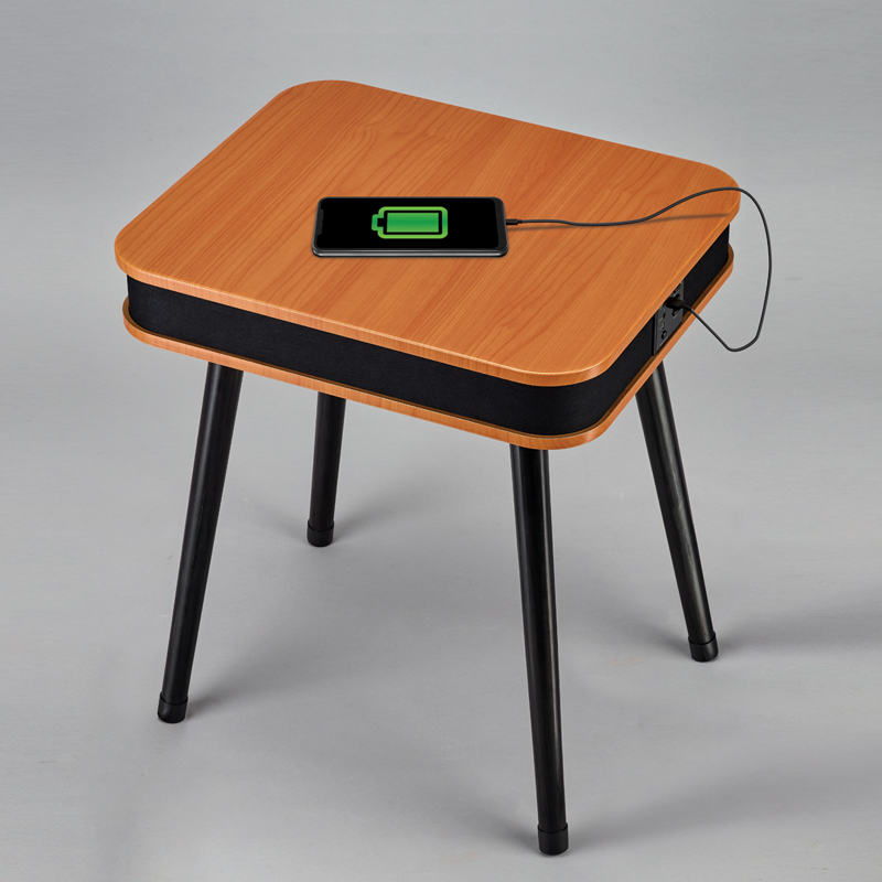 Rectangular End Table with Bluetooth Speaker & USB Charging Port