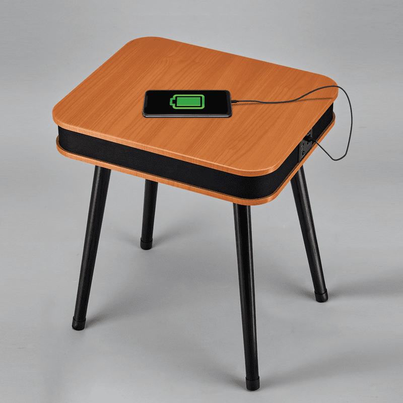 Rectangular End Table with Bluetooth Speaker & USB Charging Port