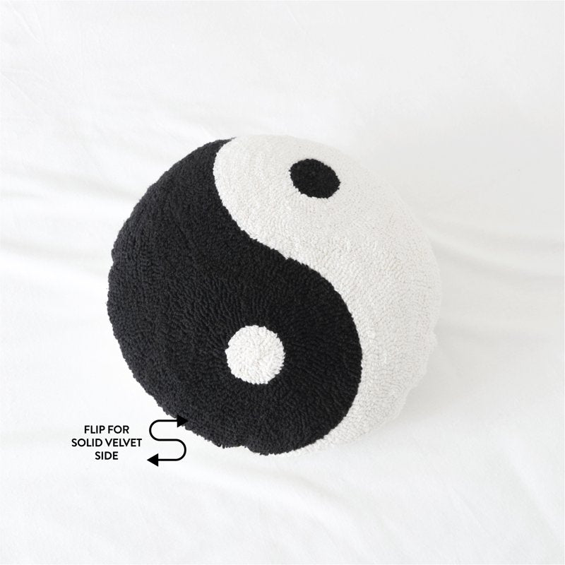 (2 Pack) Yin-Yang Decorative Pillow - Black and White Throw Cushion, 16x16 Inches - Mainstays