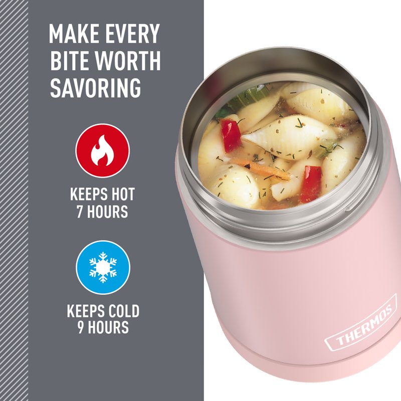 16oz Insulated Food Jar with Folding Spoon - Sunset Pink