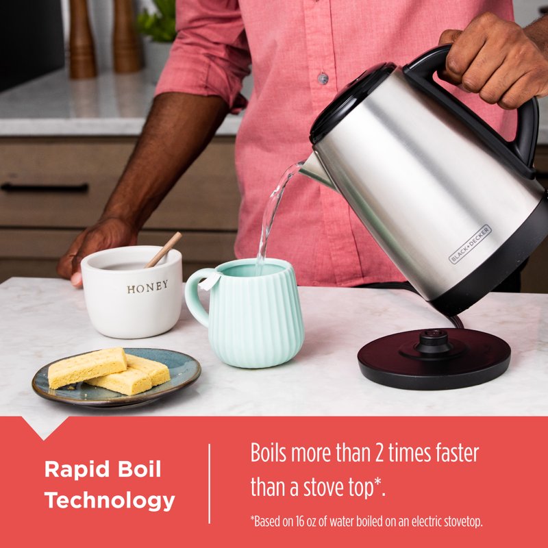 1.7L Stainless Steel Cordless Electric Kettle with Rapid Boil Technology