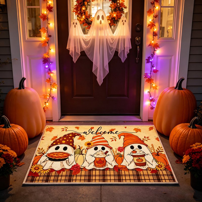 Halloween Doormat 15.7x23.6in Spooky Welcome Ghost Entry Floor Mat - Variation 42