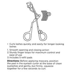 Metal Eyelash Curler with 5 Refill Pads - Black
