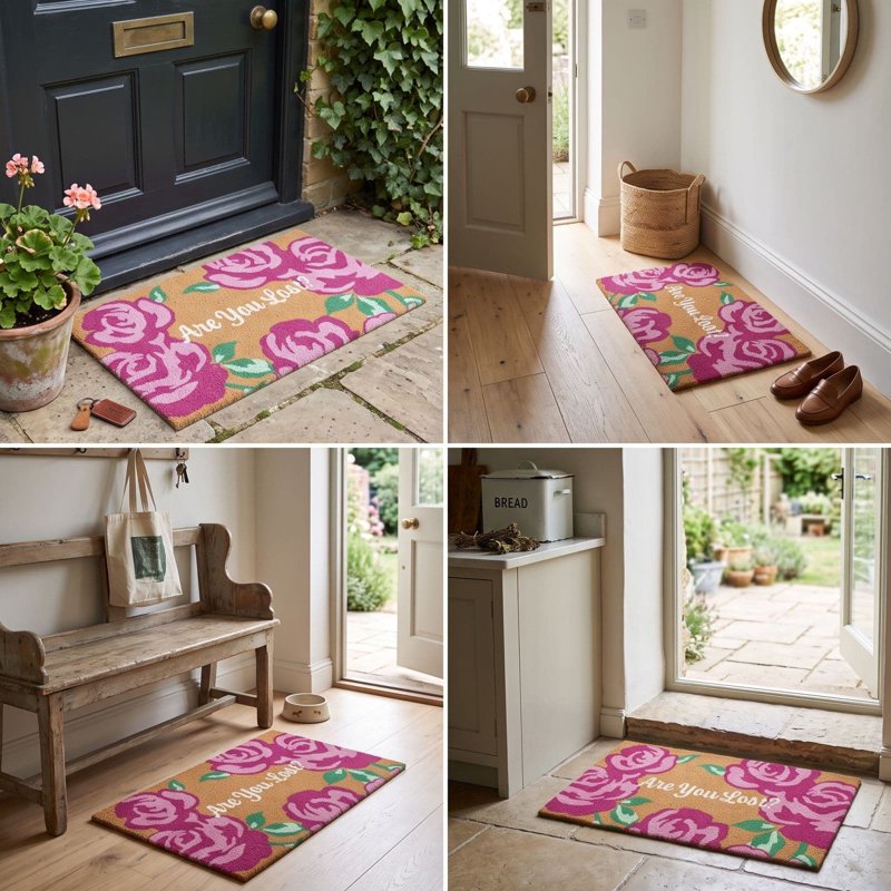 18x30 Inch Rose Floral Welcome Doormat