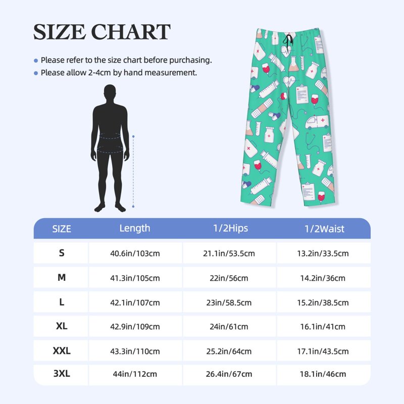 Men's Pajama Pants with Pockets - Ambulance Band Aid Pattern, Size M, Color 8