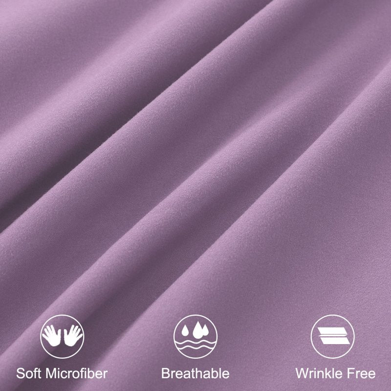 2-Pack Solid Microfiber Pillowcases - Standard, Violet - Breathable & Soft
