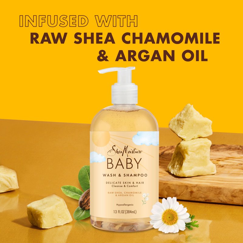 Natural Baby Wash and Shampoo with Shea Butter, Chamomile & Argan Oil