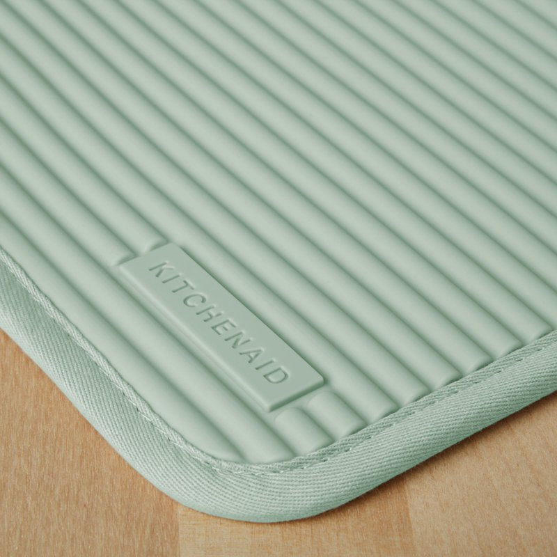 Ribbed Soft Silicone Pot Holders 2-Pack - Pistachio Green, 7"x9"