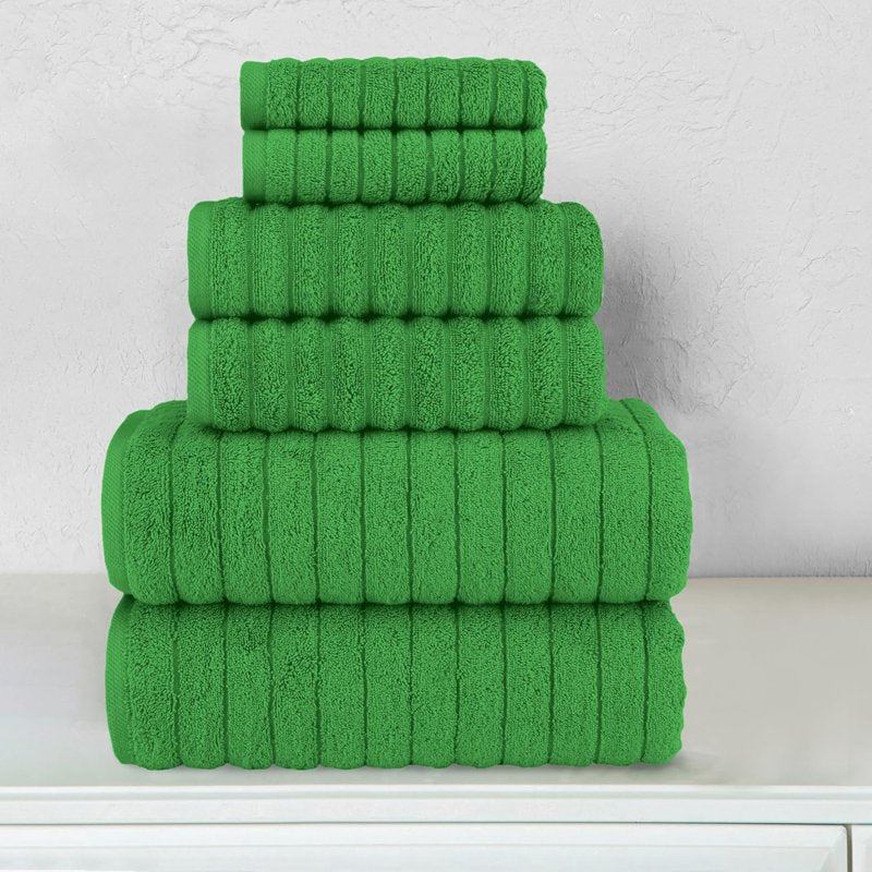 Turkish Cotton Bath Towels Set - Emerald Green 6-Piece Luxury Spa Linen