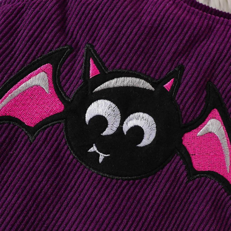 A14-Purple Baby Girl Halloween Romper & Skirt Outfit with Headband - 0-3 Months