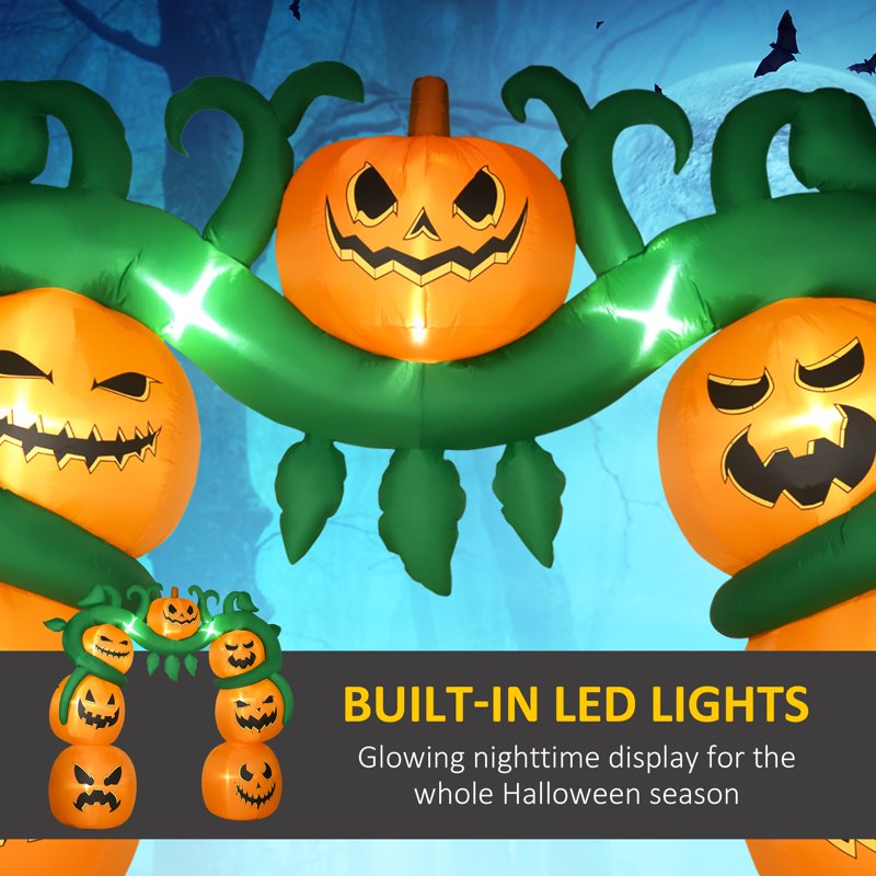 Halloween Inflatable Archway with Pumpkin and Spooky Lights - 10 Feet