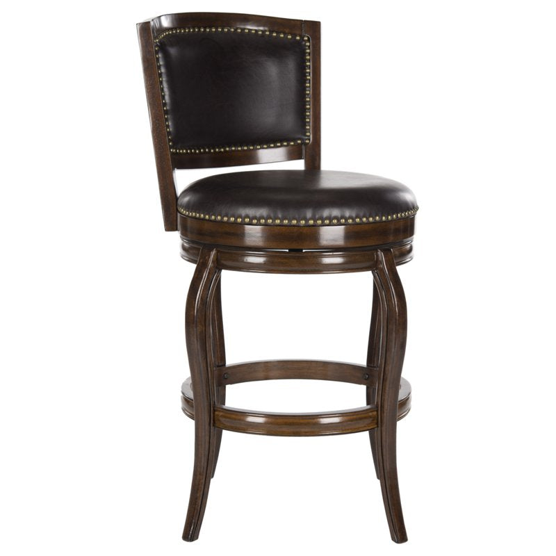 Industrial Swivel Bar Stool with Footrest - Espresso/Brown