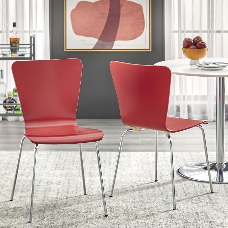 Pisa Bentwood Chair Set of 2 - Red Stackable Dining Chairs