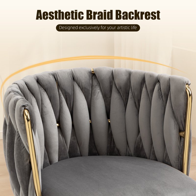 Velvet Dining Chairs Set of 6 with Metal Legs - Gray