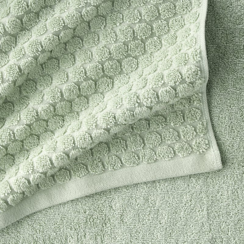 Bath Towel Set 6-Piece Dot Textured Cotton Towels in Sage Green - Soft & Absorbent