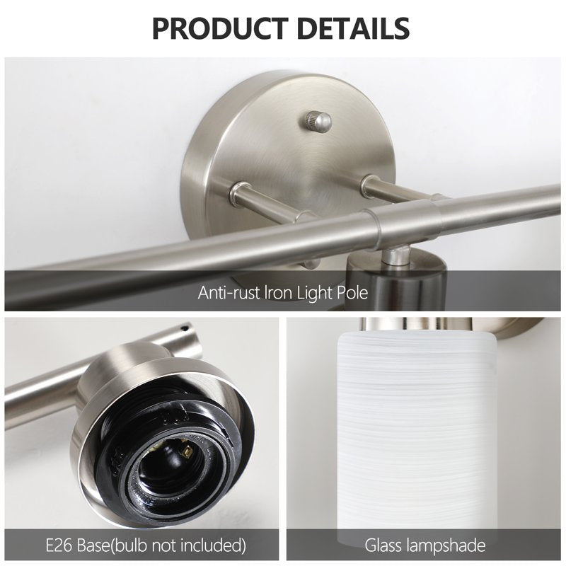 24-Inch Modern Brushed Nickel Vanity Wall Sconce with Frosted Glass Shades - 4-Light