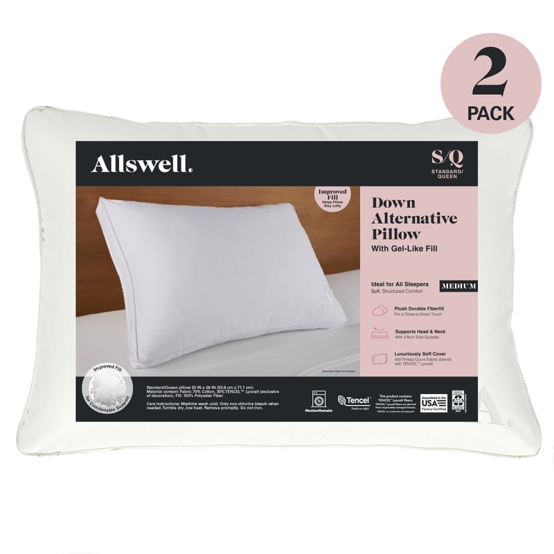 (8 Pack) Allswell Down Alternative Bed Pillows - Medium Firmness, Standard/Queen, Supportive & Soft