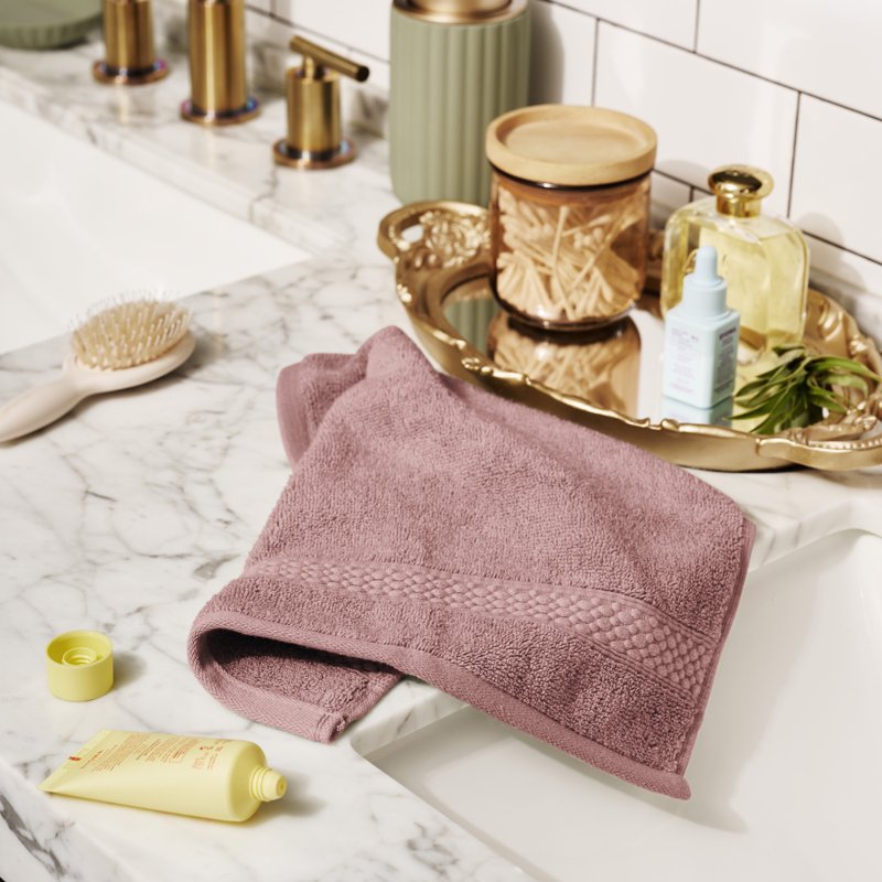 Dobby Washcloth - Rose Pink, 100% Cotton, 13x13 Inches, Drew Barrymore