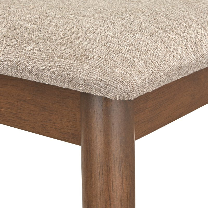 Mid-Century Upholstered Dining Bench - Walnut & Mocha