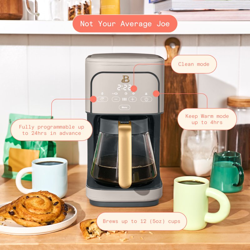 12-Cup Programmable Drip Coffee Maker - Porcini Taupe