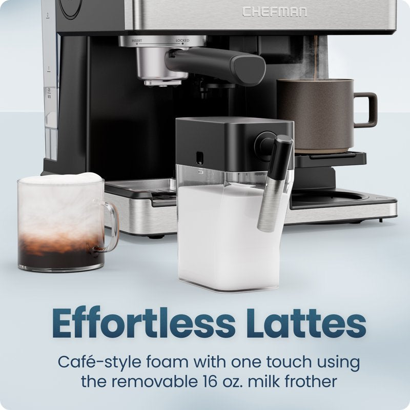 All-in-One Coffee & Espresso Machine Combo with Automatic Milk Frother - Black