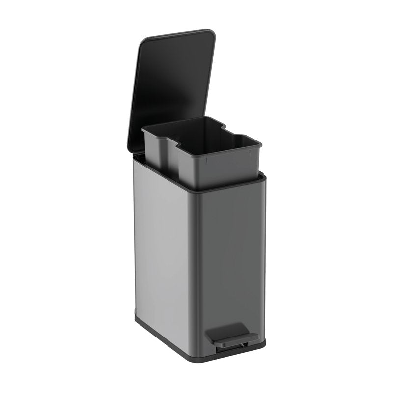 2.6 Gallon Stainless Steel Step Trash Can with Soft Close Lid - Black