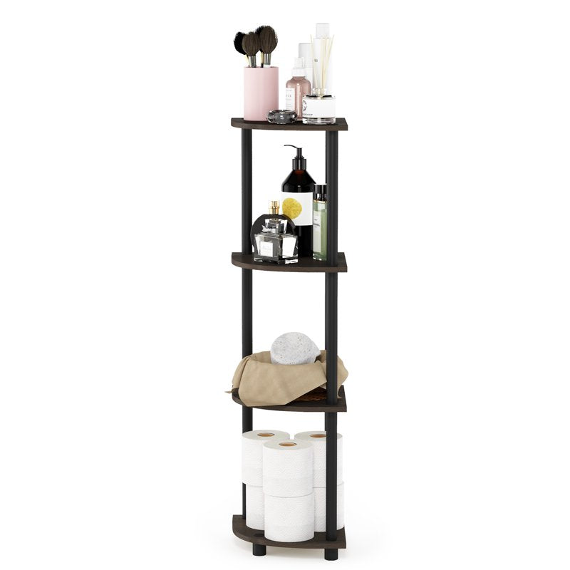 Furinno Turn-N-Tube 4-Tier Corner Display Rack Dark Brown & Black