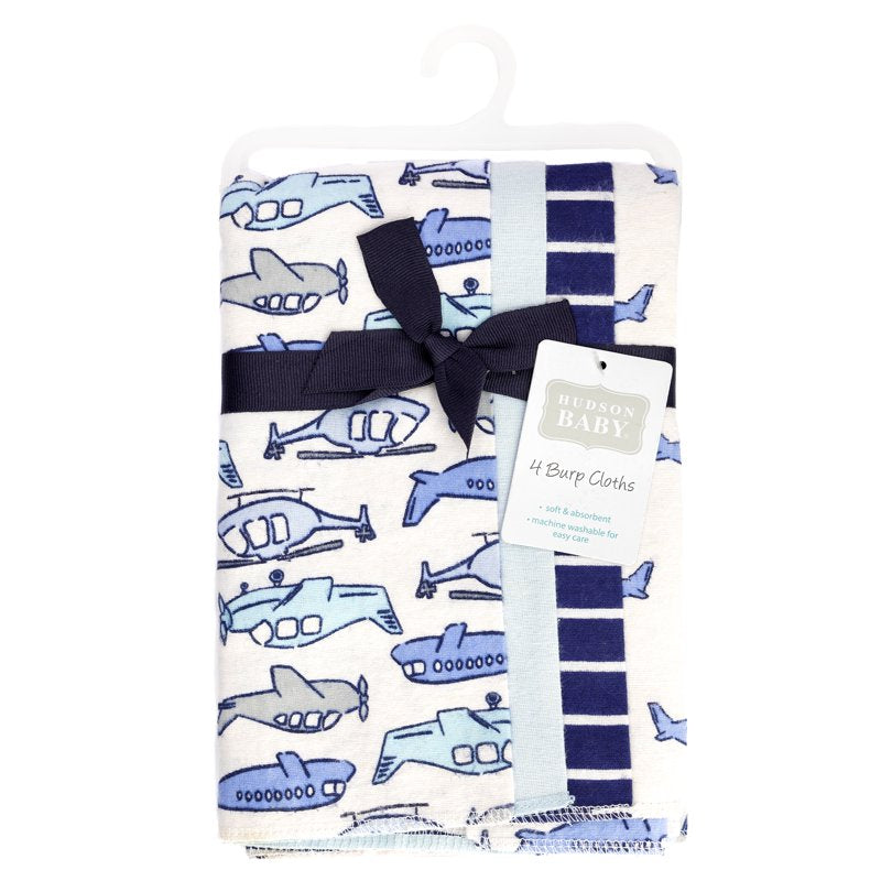 Flannel Burp Cloths Set - Born To Fly 4-Pack, One Size