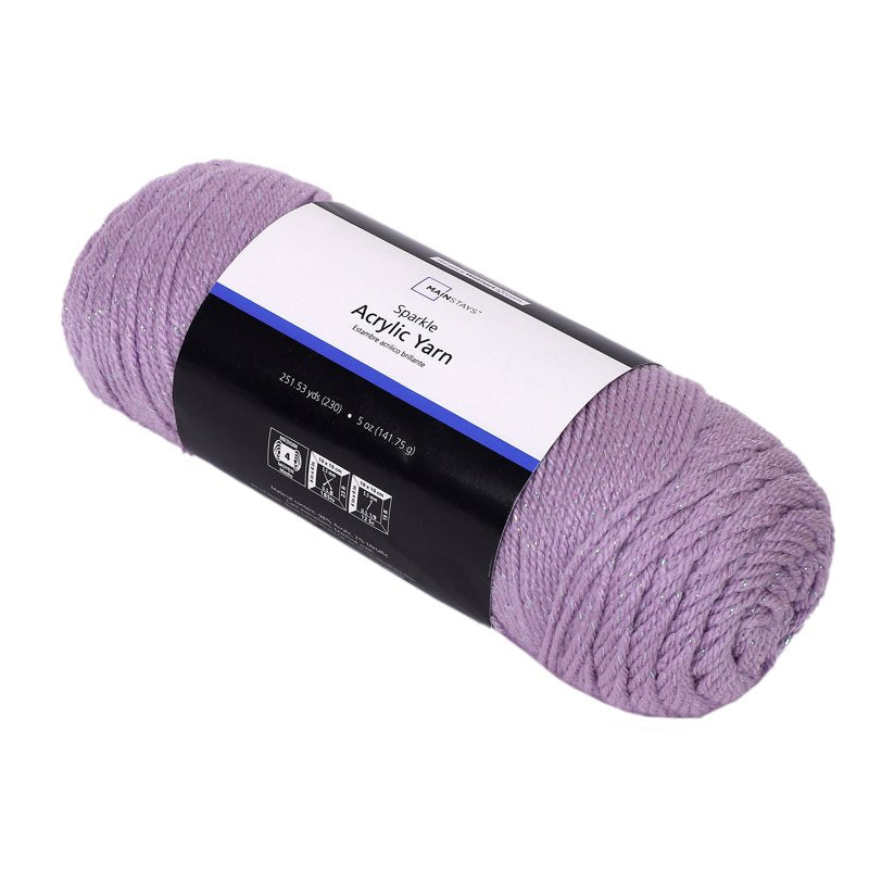 Sparkle Acrylic Yarn 5oz - Sweet Violet - Medium Weight Glitter Yarn for Knitting & Crochet