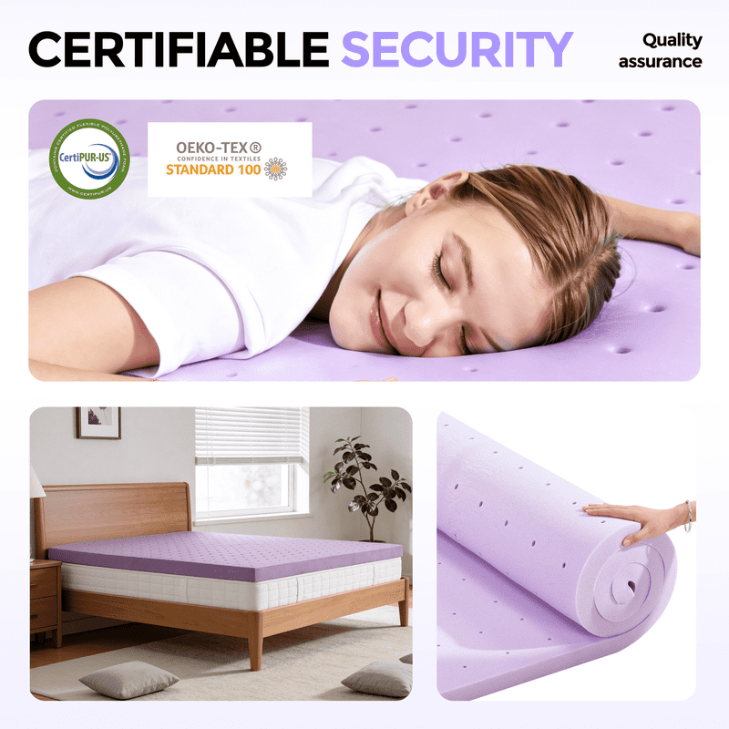 Twin Size Gel Memory Foam Mattress Topper 1.5 Inch Purple Support & Pressure Relief