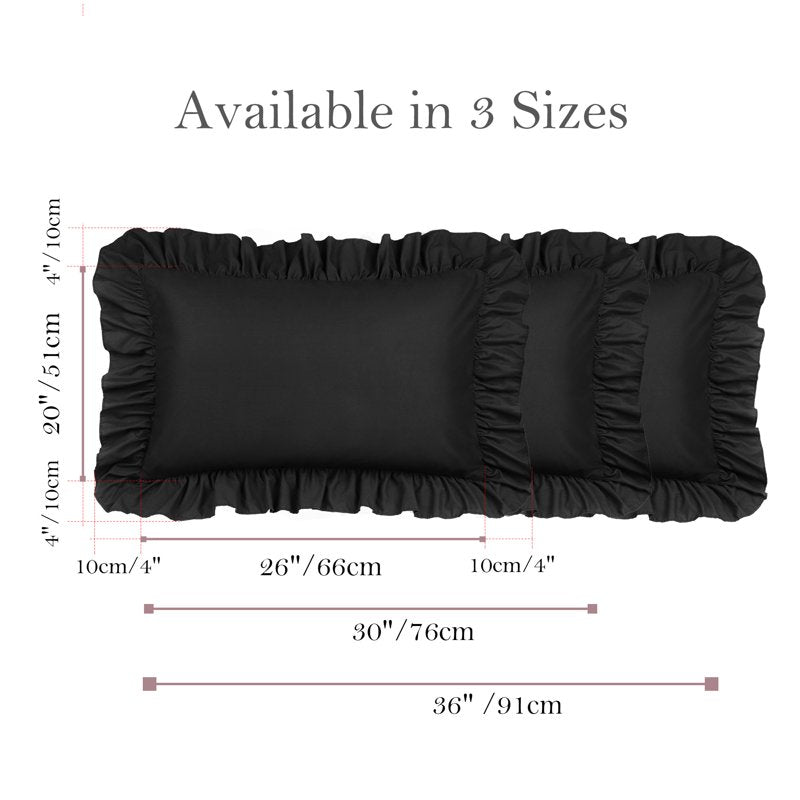 King Size Microfiber Ruffle Envelope Closure Pillowcases - Black, 2 Pcs
