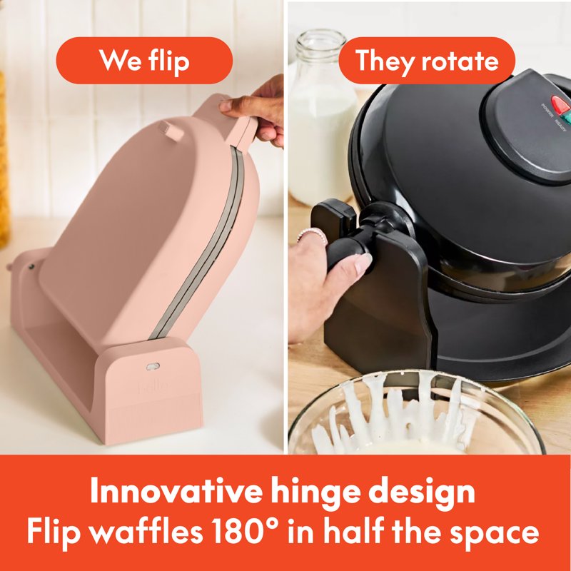 Flip-n-Store Belgian Waffle Maker with Nonstick Coating - Blossom